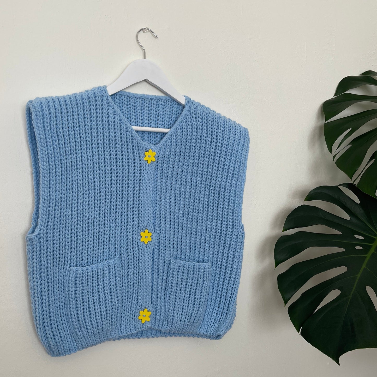 Blue crochet ribbed vest