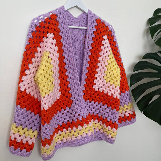 Purple/Orange Hexagon Cardigan