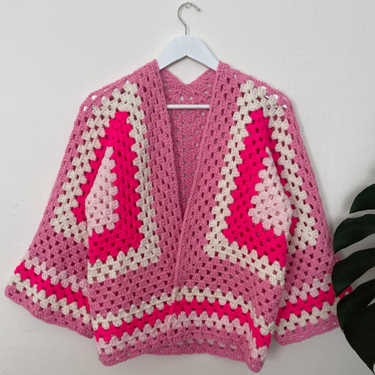 Pink/White Hexagon Cardigan